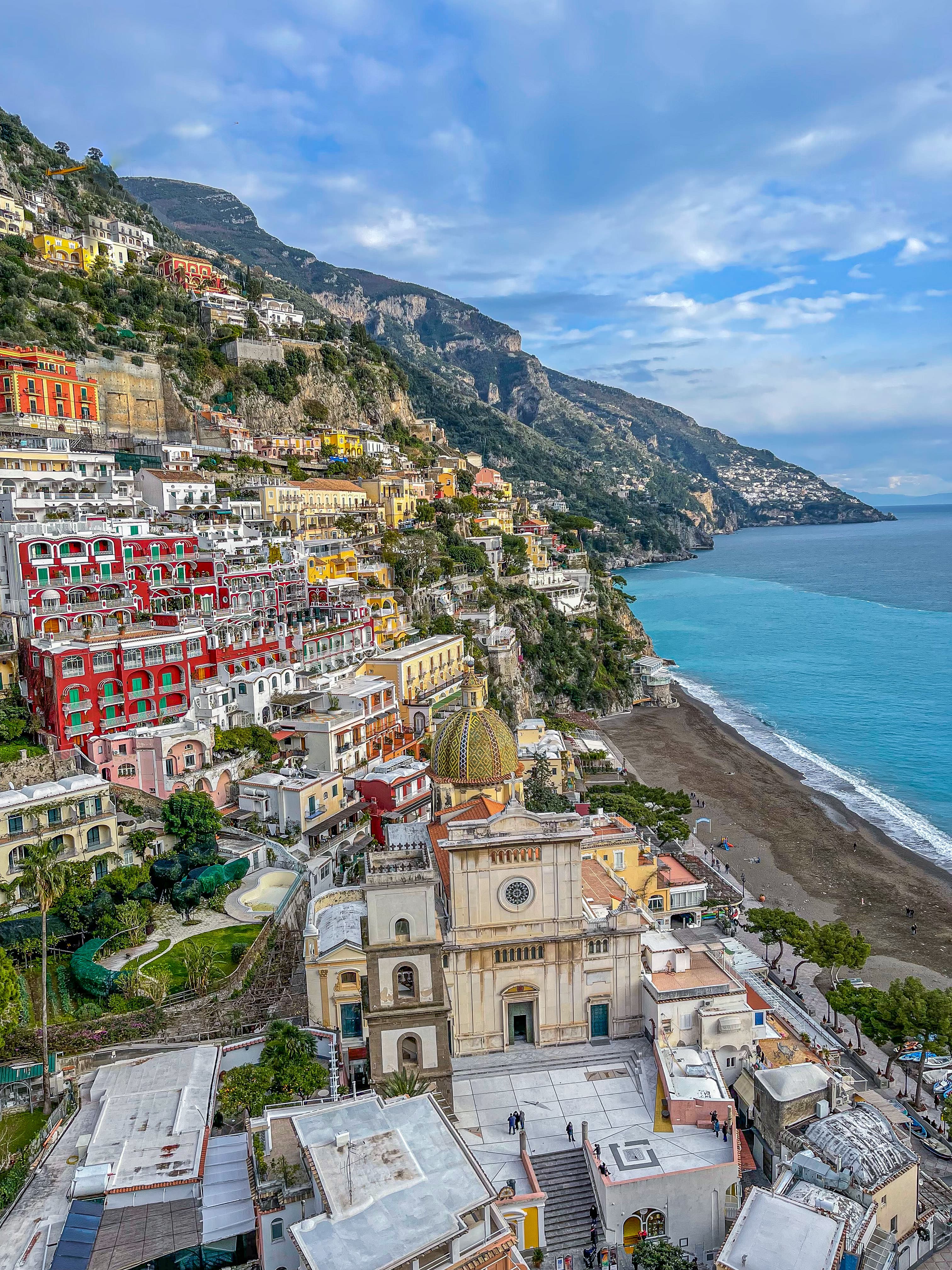 Positano cliffside with colorful houses and Mediterranean sea